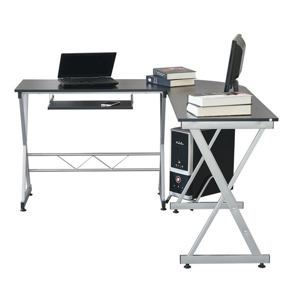 Inbox Zero Wood LShaped Computer Desk With Keyboard Tray Wayfair.ca